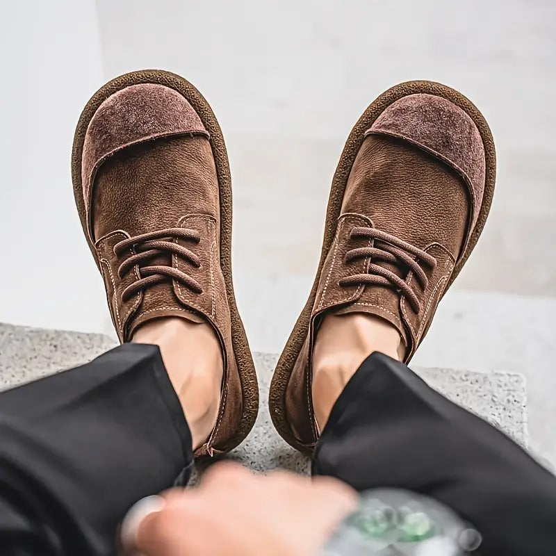 Men's Lace-Up Shoes with Round Toe and Chunky Sole