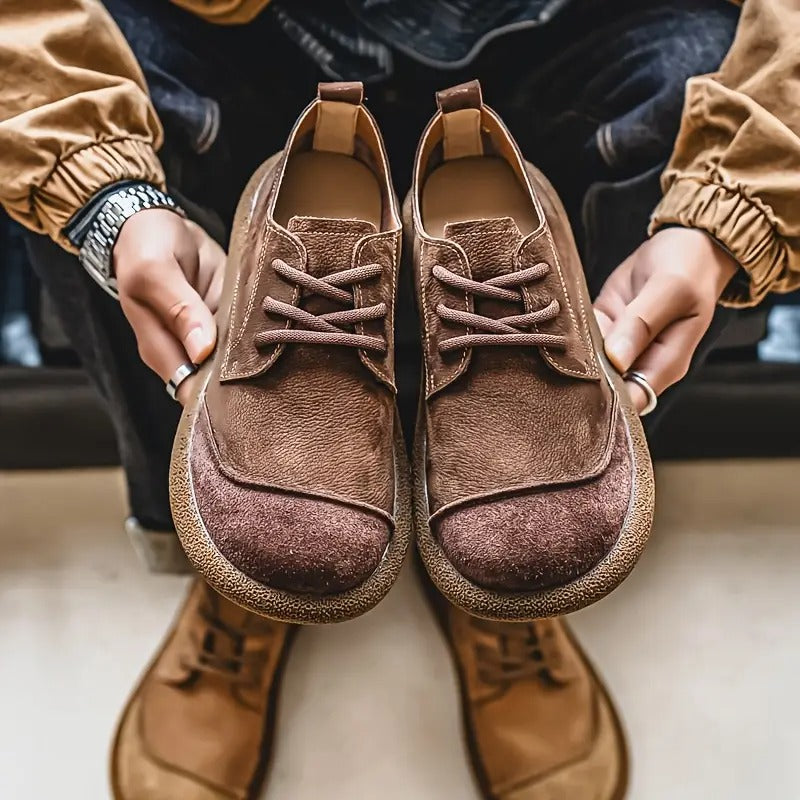 Men's Lace-Up Shoes with Round Toe and Chunky Sole