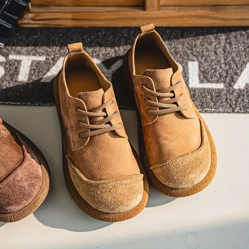Men's Lace-Up Shoes with Round Toe and Chunky Sole