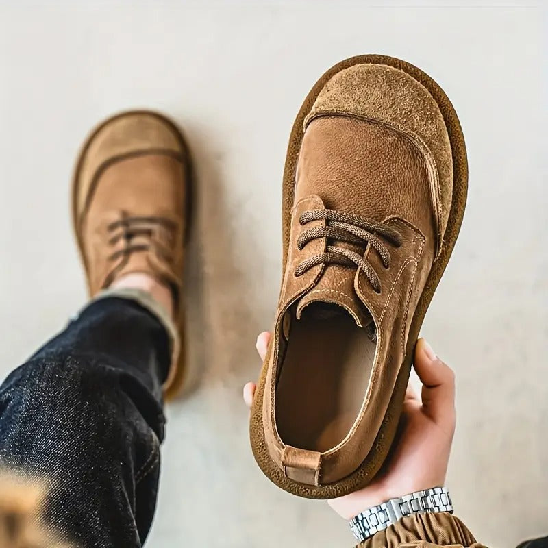 Men's Lace-Up Shoes with Round Toe and Chunky Sole