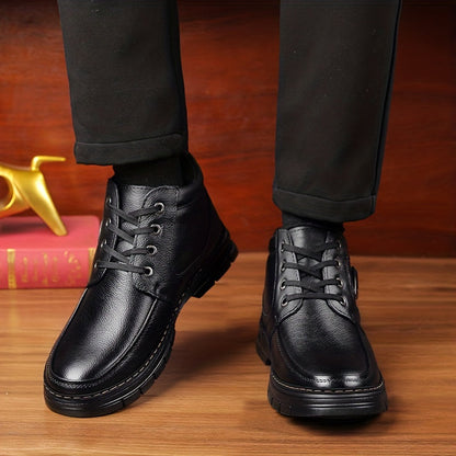 Men's Lace-Up Winter Boots with Fleece Lining and Metal Side Detail