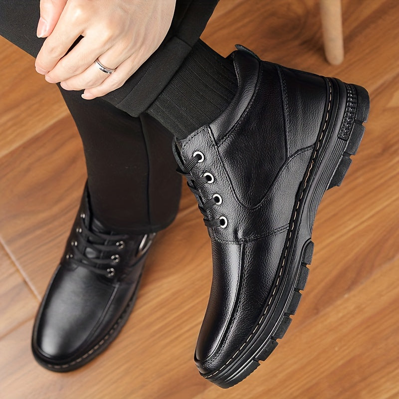 Men's Lace-Up Winter Boots with Fleece Lining and Metal Side Detail