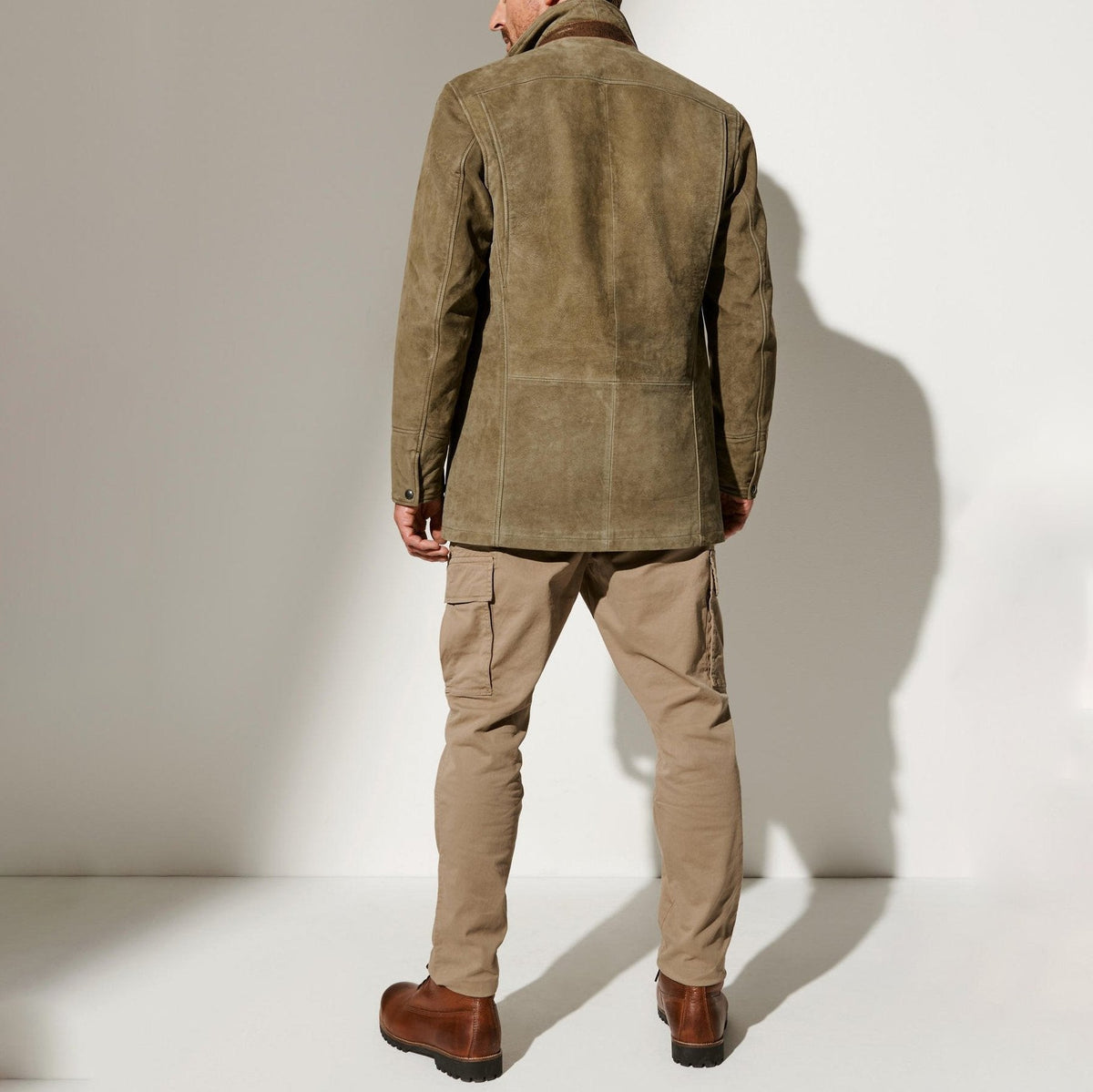 Men's Lined Blazer Jacket with Layered Collar and Multiple Pockets