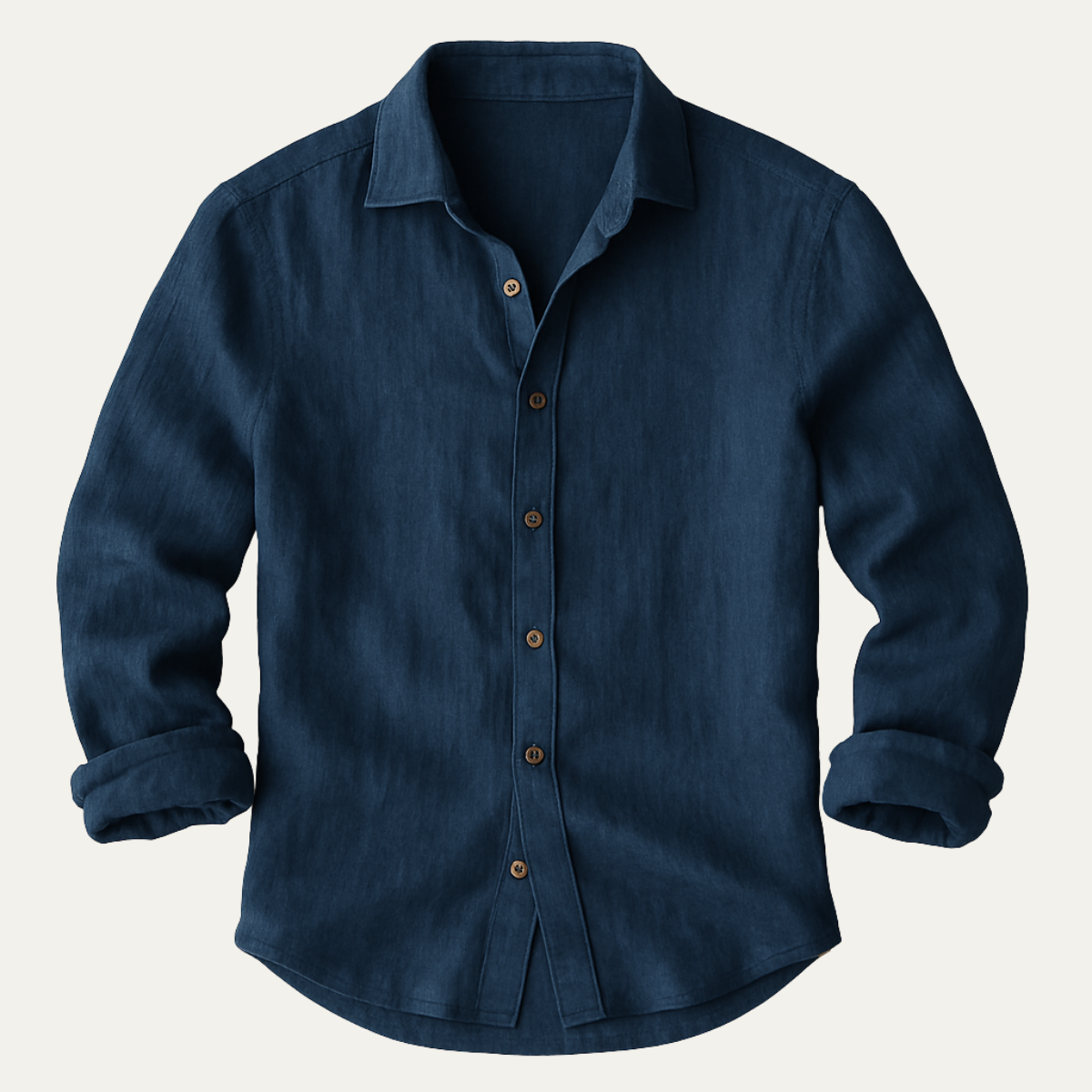 Men's Long Sleeve Shirt with Spread Collar and Button Front