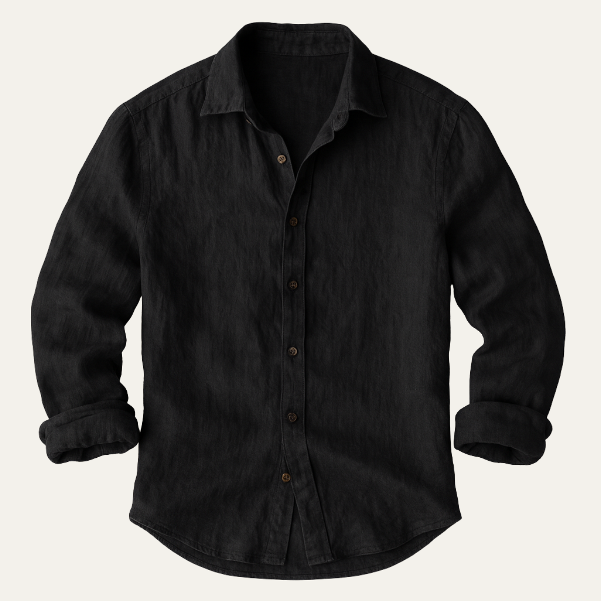 Men's Long Sleeve Shirt with Spread Collar and Button Front