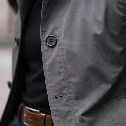 Men's Long Coat with Button Closure, Spread Collar and Quilted Lining