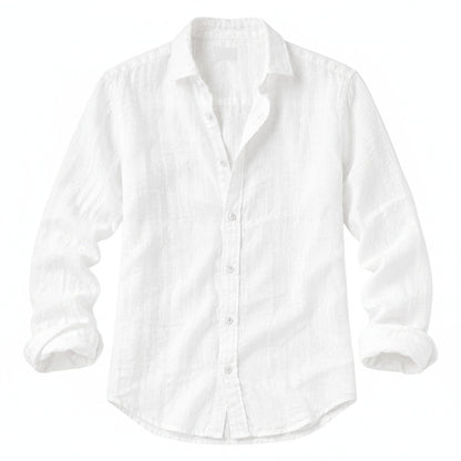 Men's Long Sleeve Button-Down Shirt with Spread Collar and Relaxed Slim Fit