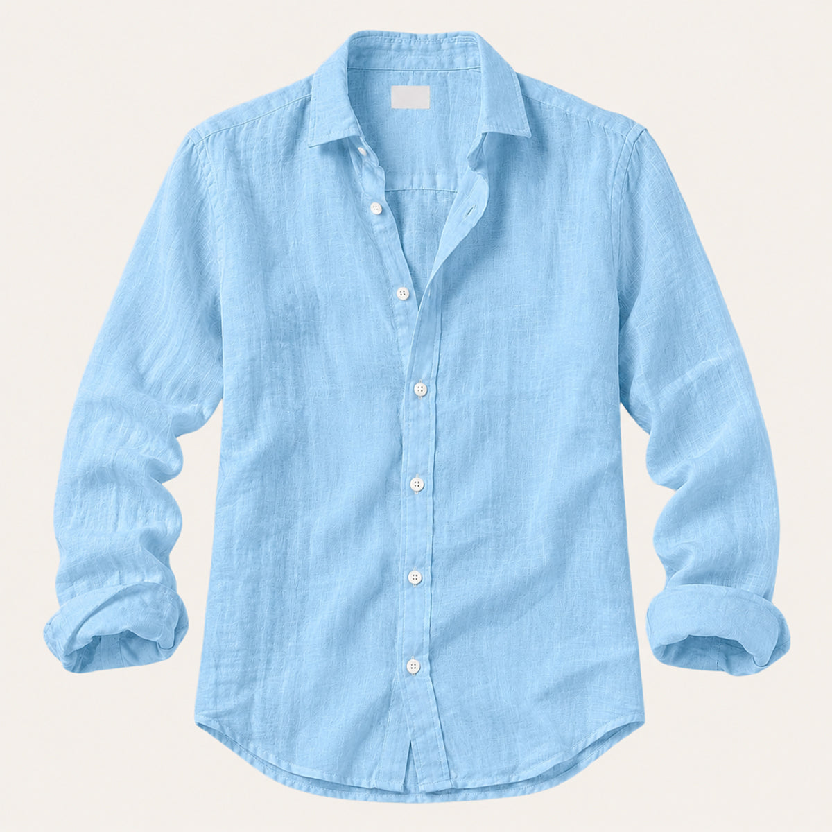 Men's Long Sleeve Button-Down Shirt with Spread Collar and Relaxed Slim Fit