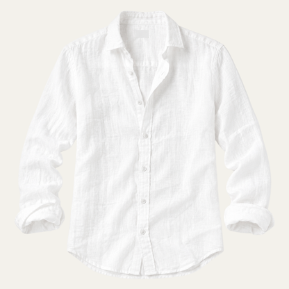 Men's Long Sleeve Button-Down Shirt with Spread Collar and Relaxed Slim Fit
