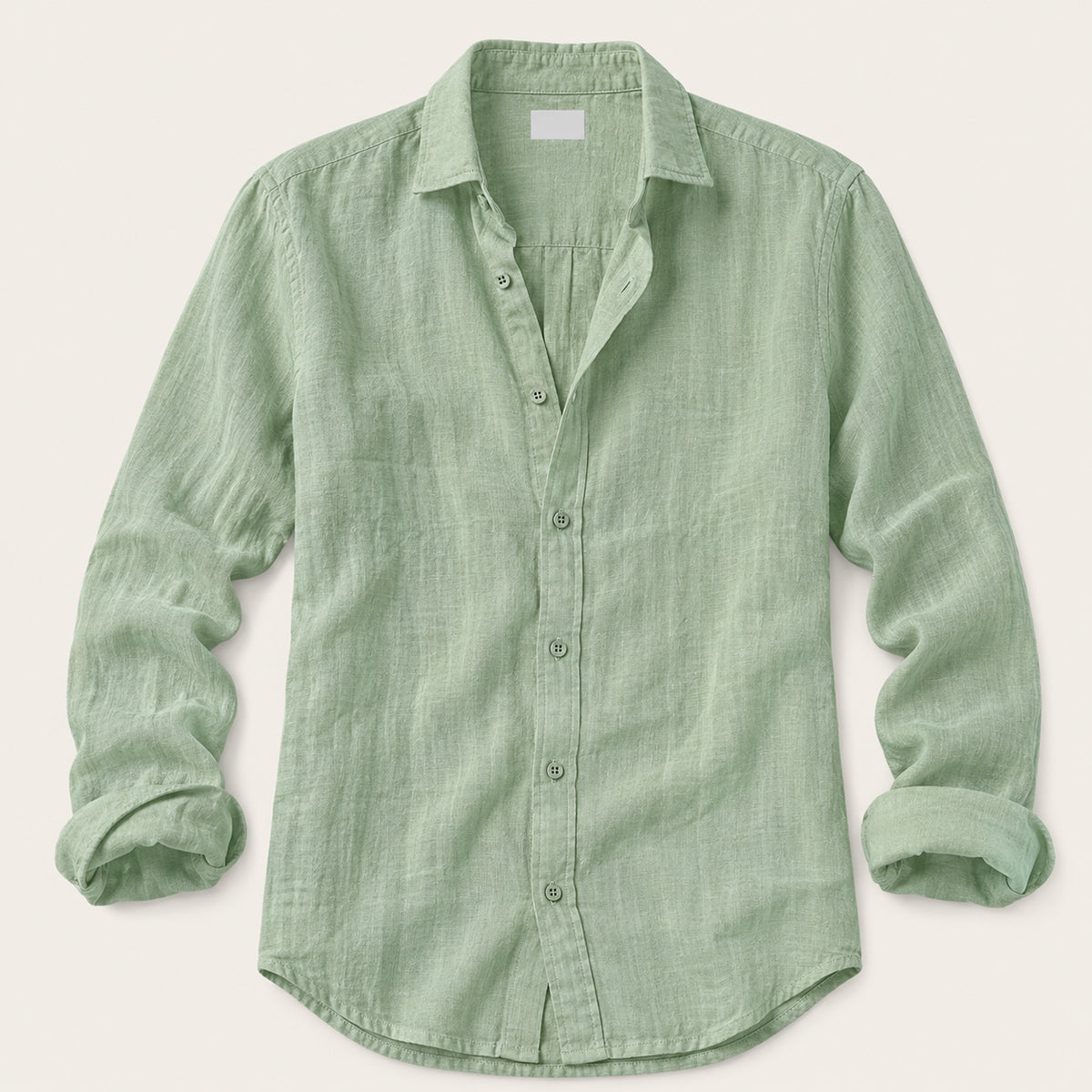 Men's Long Sleeve Button-Down Shirt with Spread Collar and Relaxed Slim Fit