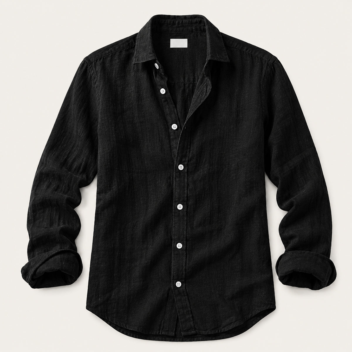 Men's Long Sleeve Button-Down Shirt with Spread Collar and Relaxed Slim Fit