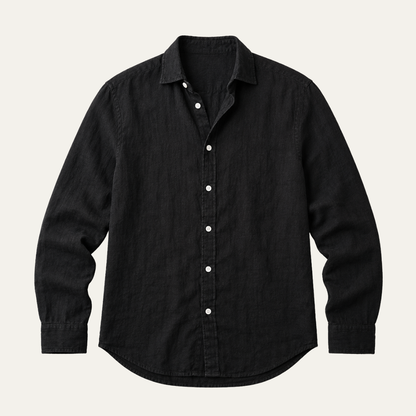 Men's Long Sleeve Button-Up Shirt with Spread Collar