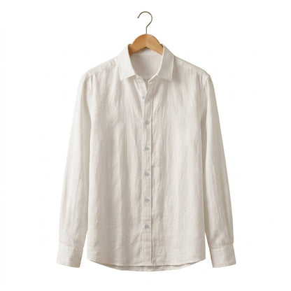 Men's Long Sleeve Button-Up Shirt with Spread Collar