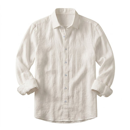 Men's Long Sleeve Button-Up Shirt with Spread Collar