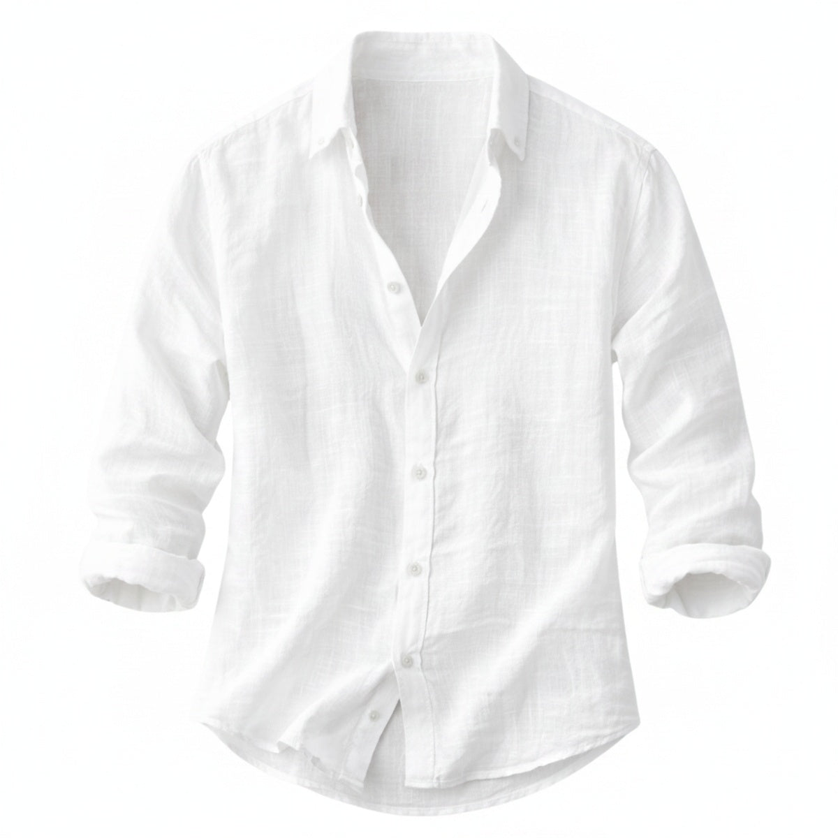 Men's Long Sleeve Button-Up Shirt with Spread Collar