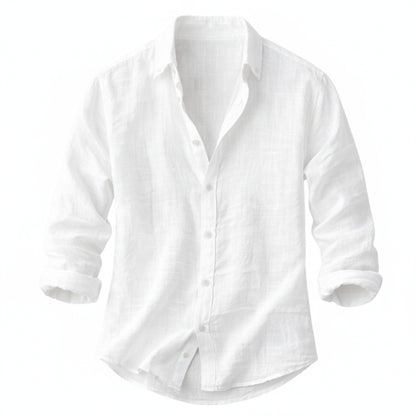 Men's Long Sleeve Button-Up Shirt with Spread Collar
