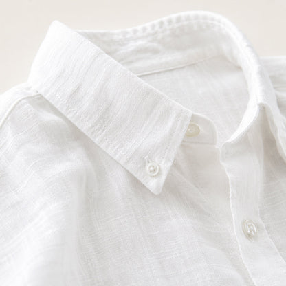 Men's Long Sleeve Button-Up Shirt with Spread Collar
