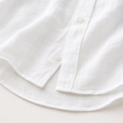 Men's Long Sleeve Button-Up Shirt with Spread Collar