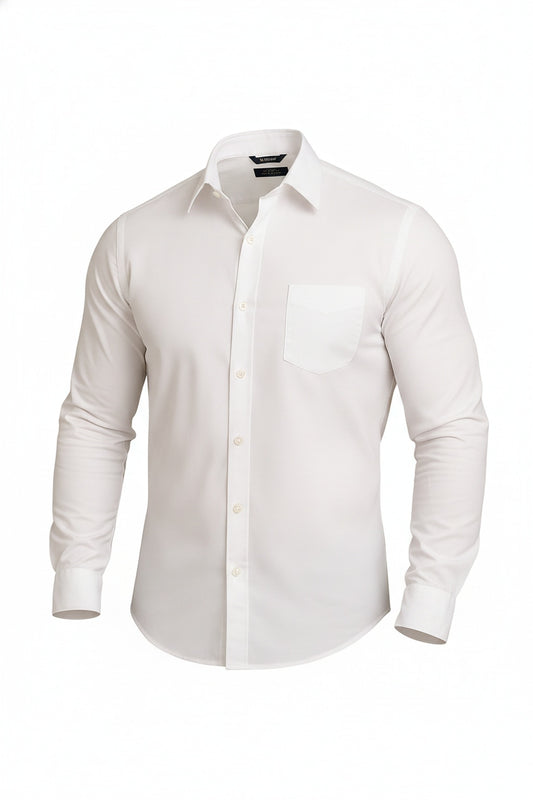 Men's Long Sleeve Dress Shirt with Spread Collar and Slim Fit