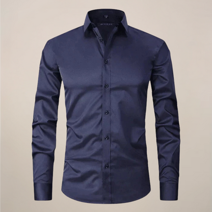 Men's Long Sleeve Dress Shirt with Spread Collar and Slim Fit