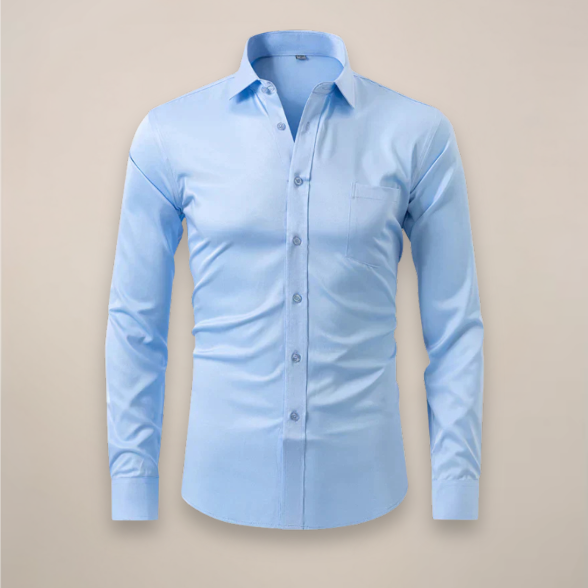 Men's Long Sleeve Dress Shirt with Spread Collar and Slim Fit