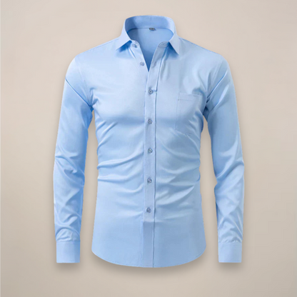 Men's Long Sleeve Dress Shirt with Spread Collar and Slim Fit