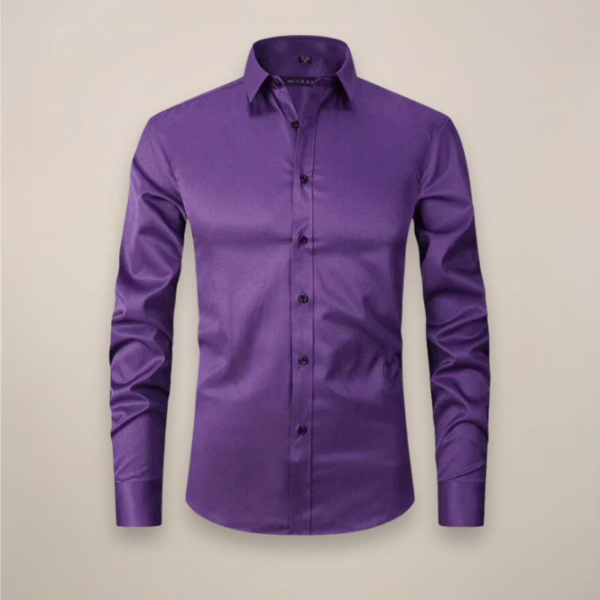 Men's Long Sleeve Dress Shirt with Spread Collar and Slim Fit