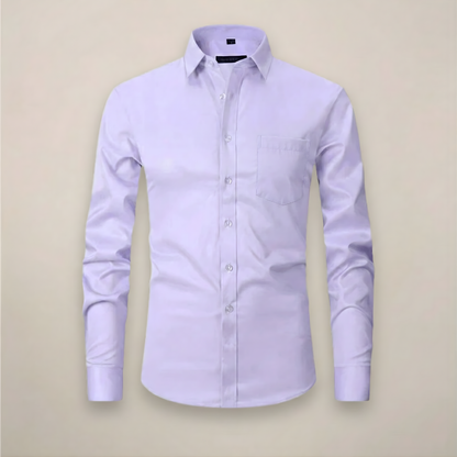 Men's Long Sleeve Dress Shirt with Spread Collar and Slim Fit