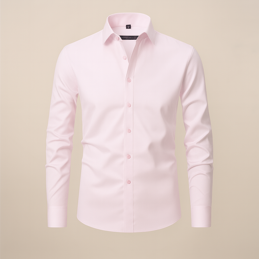 Men's Long Sleeve Dress Shirt with Spread Collar and Slim Fit