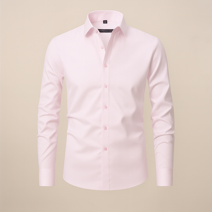 Men's Long Sleeve Dress Shirt with Spread Collar and Slim Fit