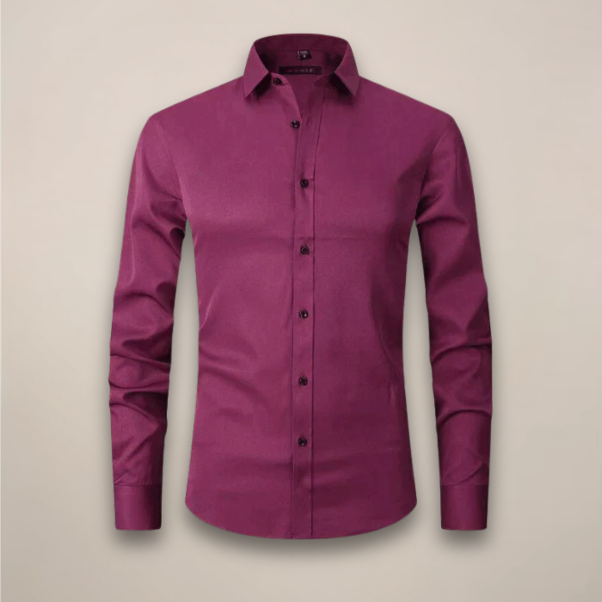 Men's Long Sleeve Dress Shirt with Spread Collar and Slim Fit