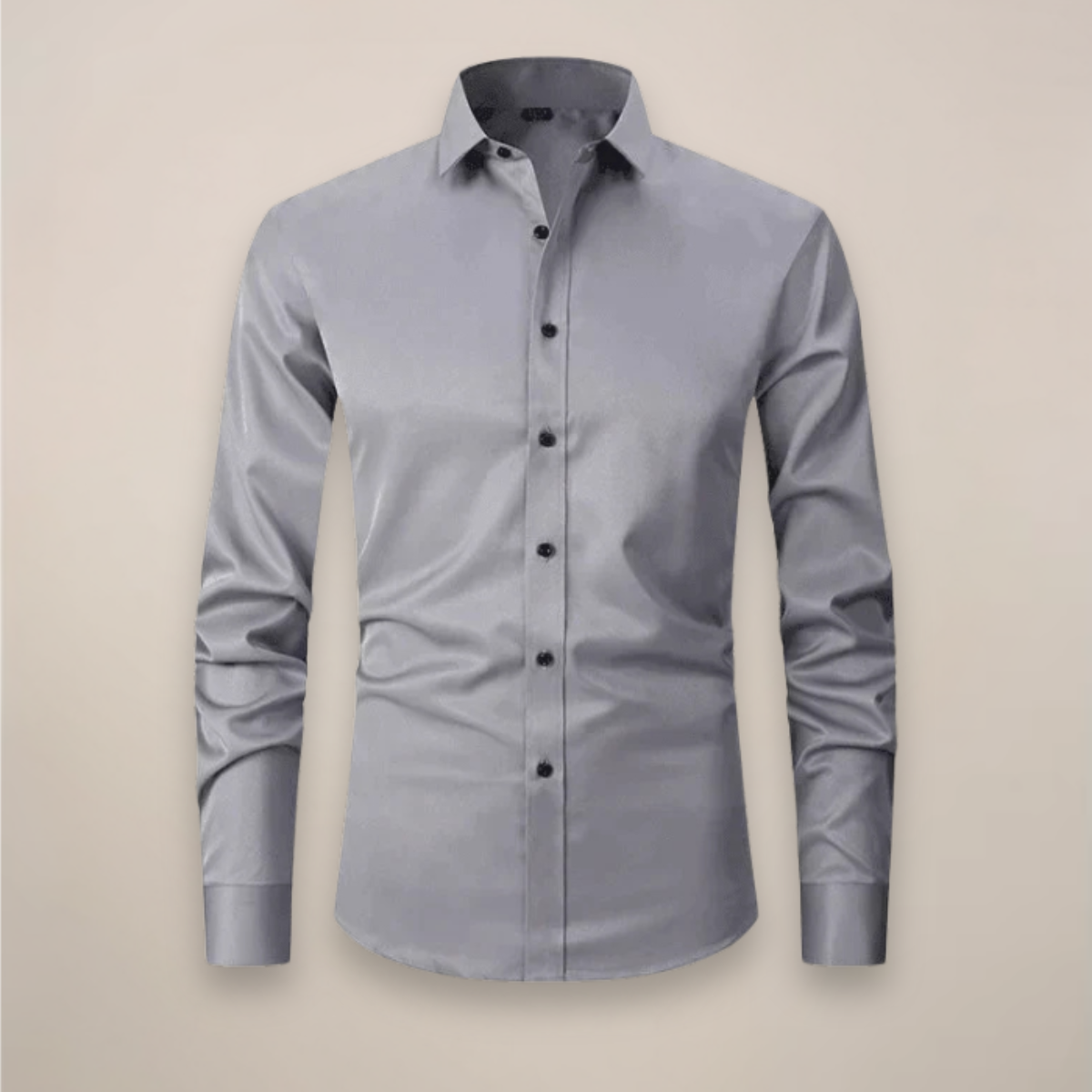 Men's Long Sleeve Dress Shirt with Spread Collar and Slim Fit