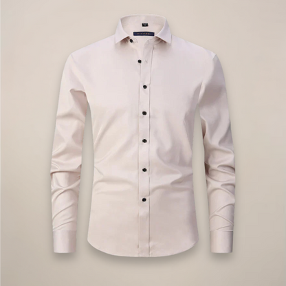 Men's Long Sleeve Dress Shirt with Spread Collar and Slim Fit