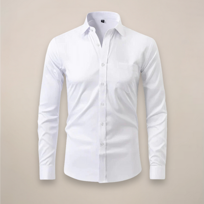 Men's Long Sleeve Dress Shirt with Spread Collar and Slim Fit