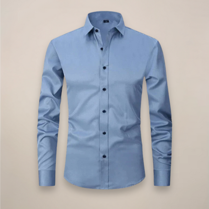 Men's Long Sleeve Dress Shirt with Spread Collar and Slim Fit
