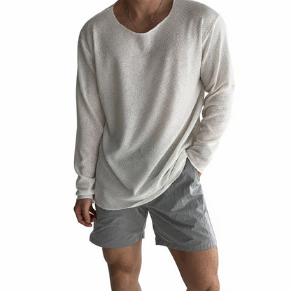 Men's Long Sleeve Pullover with Round Neck