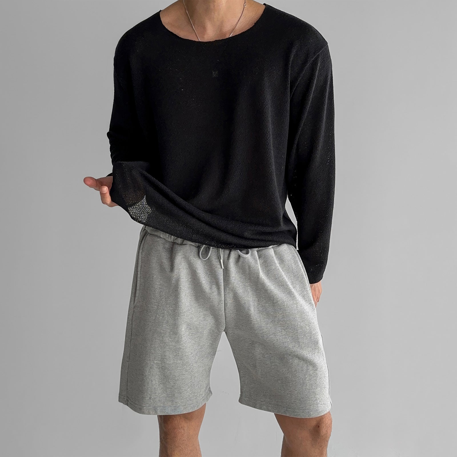 Men's Long Sleeve Pullover with Round Neck
