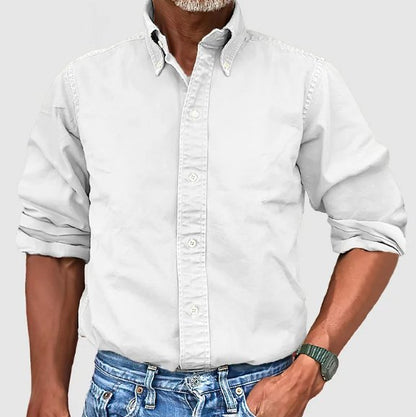 Men's Long Sleeve Shirt with Button-Down Collar and Regular Fit