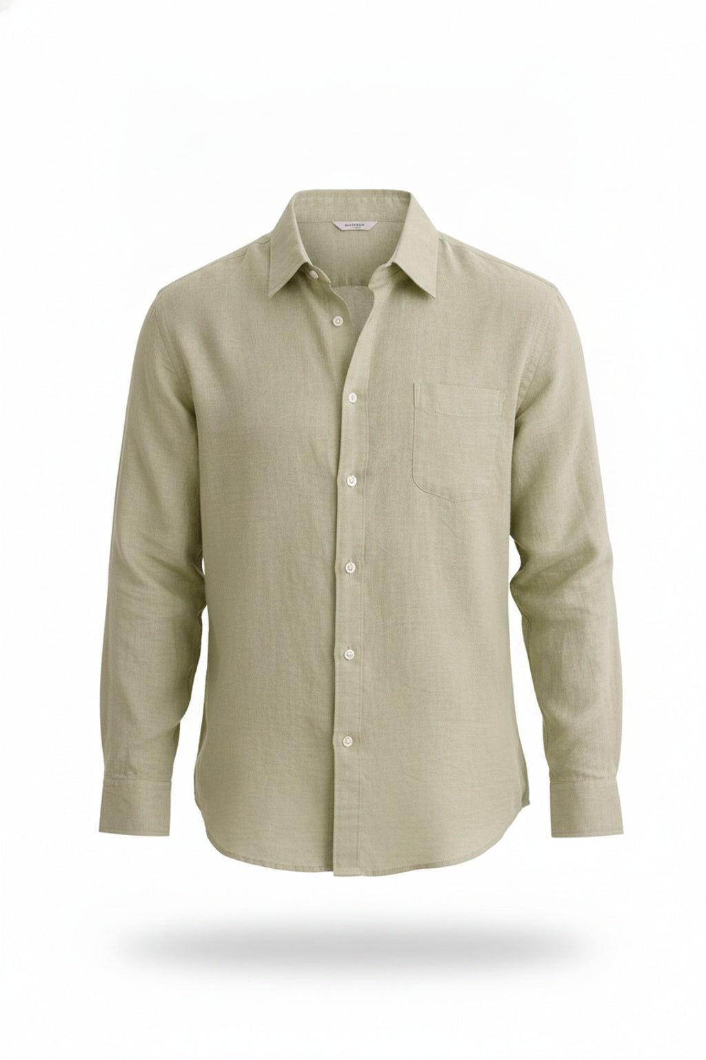 Men's Long Sleeve Shirt with Classic Collar and Chest Pocket