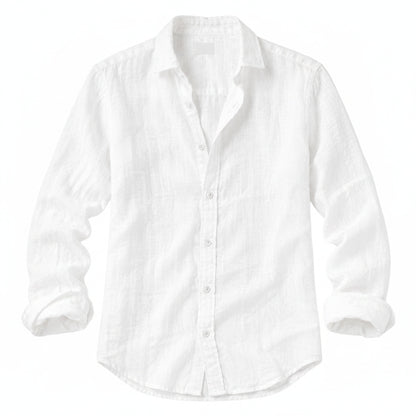 Men's Long Sleeve Shirt with Spread Collar and Button Front