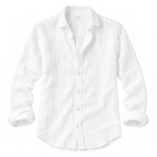 Men's Long Sleeve Shirt with Spread Collar and Button Front