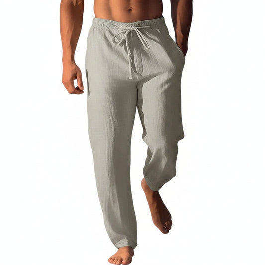 Men's Loose Fit Trousers with Drawstring Waist and Side Pockets
