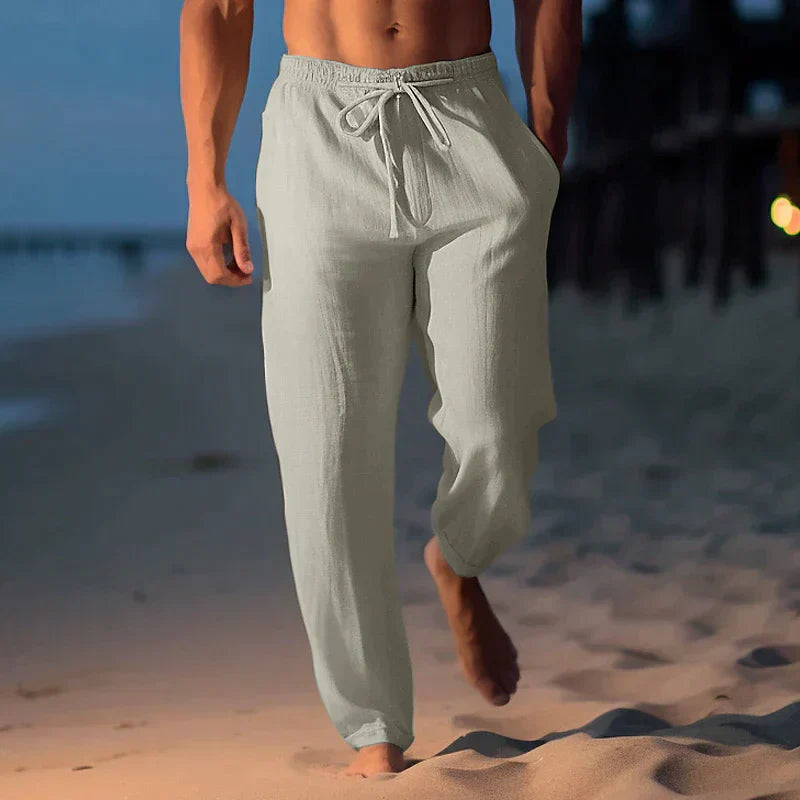 Men's Loose Fit Trousers with Drawstring Waist and Side Pockets