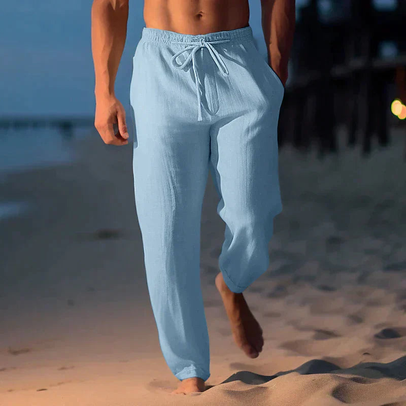 Men's Loose Fit Trousers with Drawstring Waist and Side Pockets