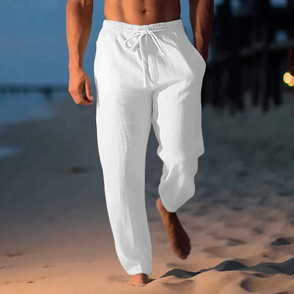 Men's Loose Fit Trousers with Drawstring Waist and Side Pockets