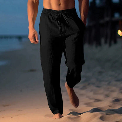 Men's Loose Fit Trousers with Drawstring Waist and Side Pockets