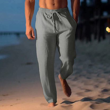Men's Loose Fit Trousers with Drawstring Waist and Side Pockets