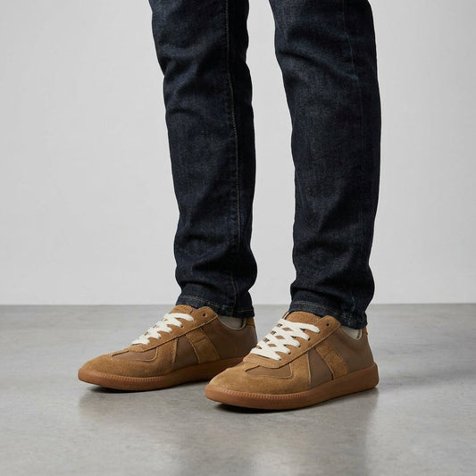 Men's Low-Top Sneakers with Lace-Up Closure and Panel Construction