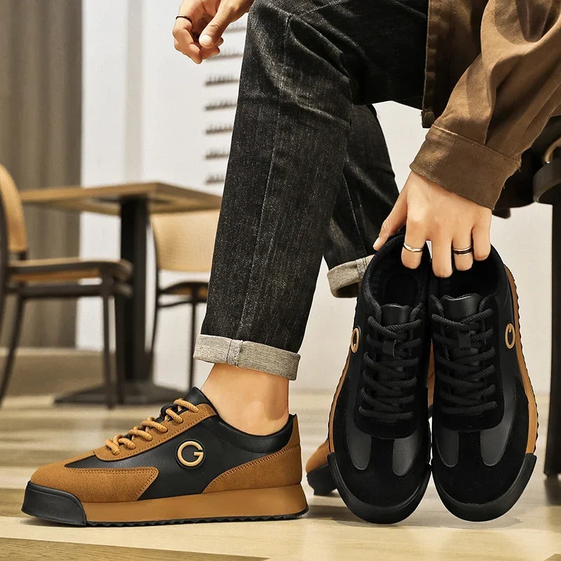 Men's Low Top Sneakers with Lace-Up Closure and Rubber Outsole