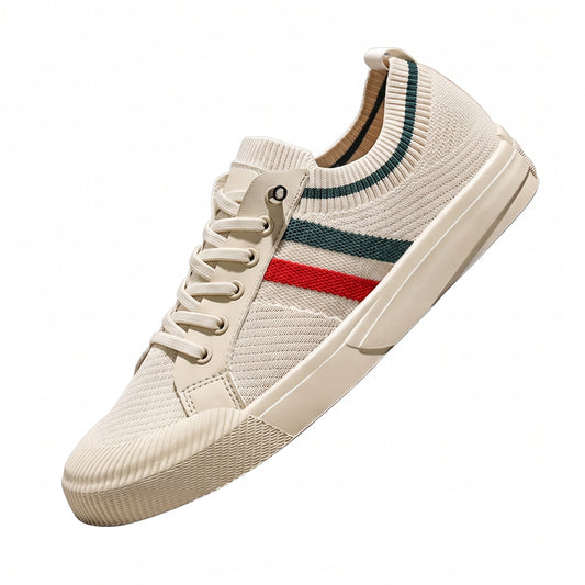 Men's Low-Top Sneakers with Lace-Up Closure and Striped Detail
